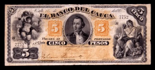 billetes antiguos de colombia banco cauca