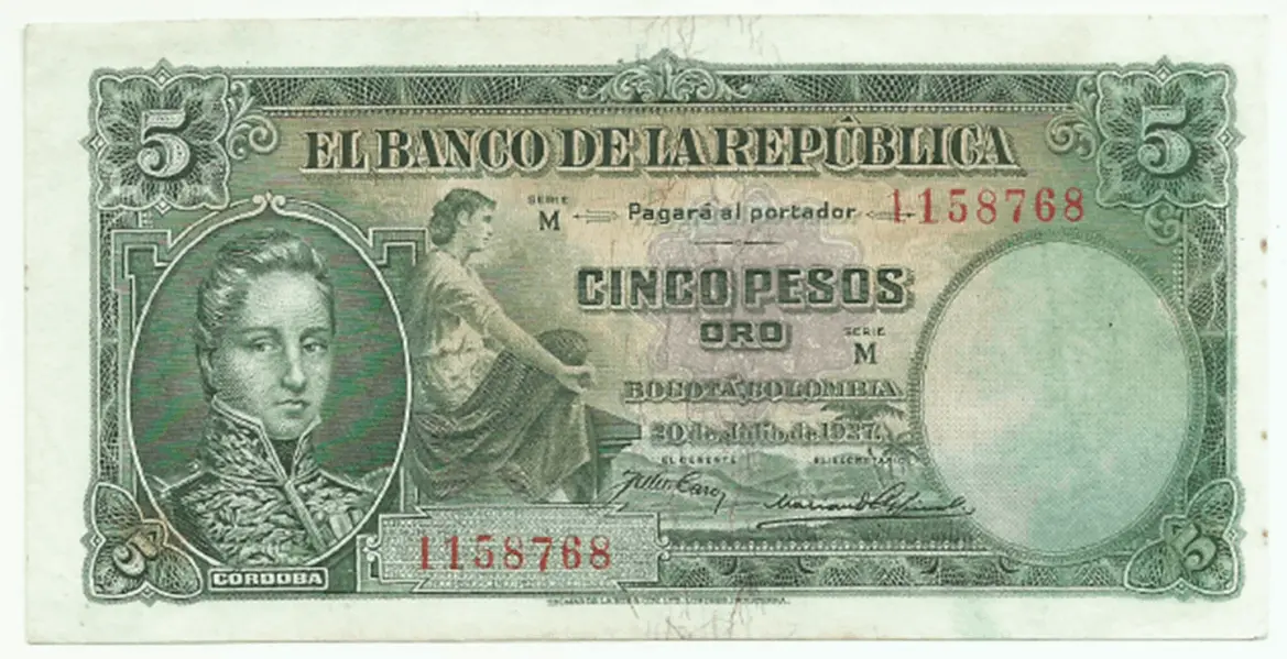 comprar billete antiguo 5 pesos