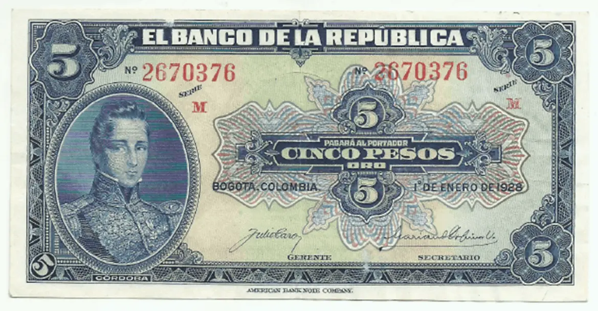 comprar billete antiguo 5 pesos