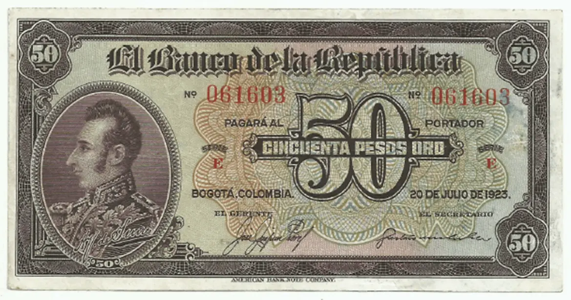 billete antiguo de colombia en venta